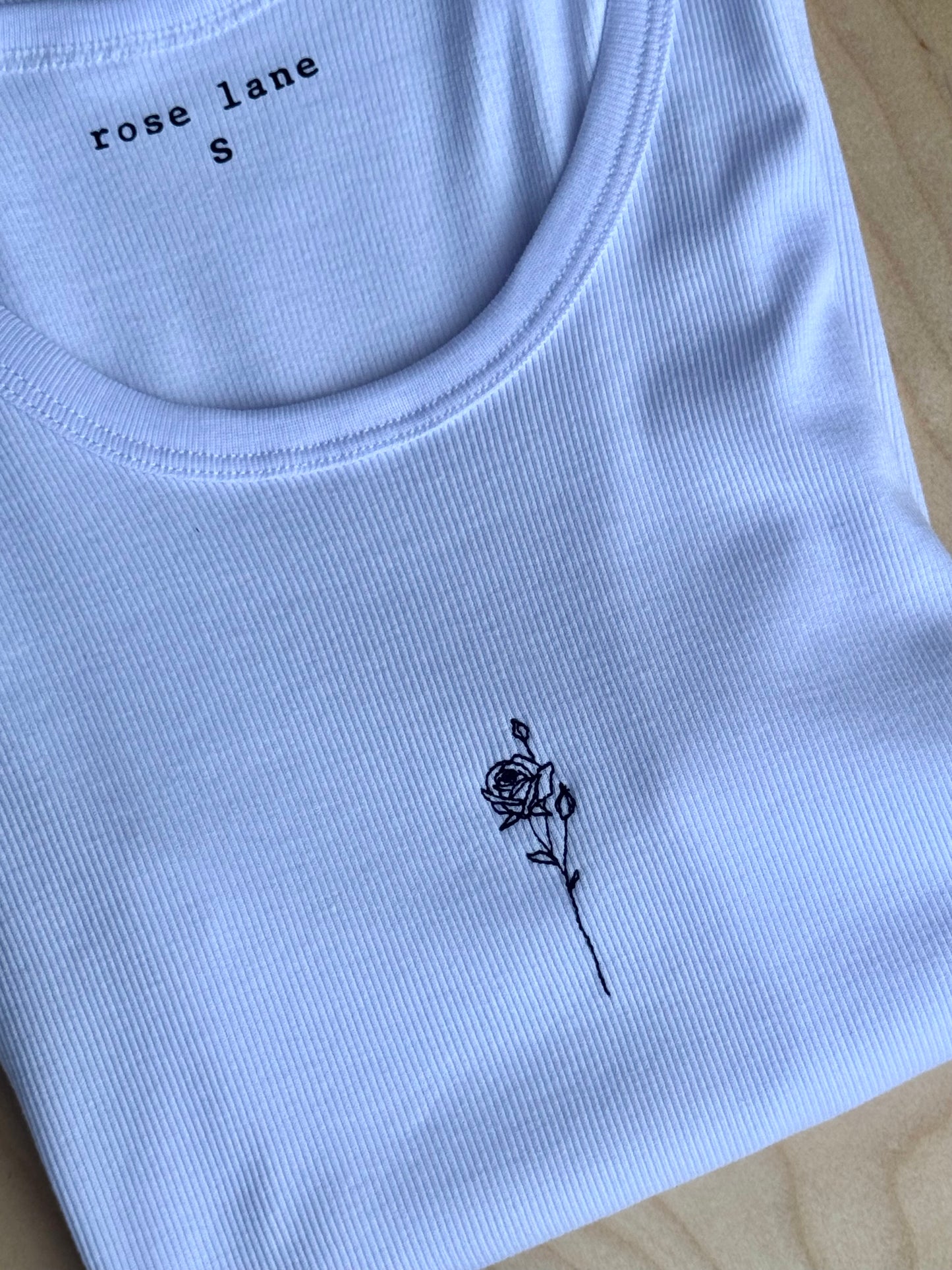 rose embroidered logo tank