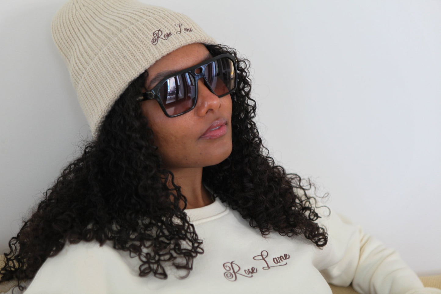 beige logo beanie