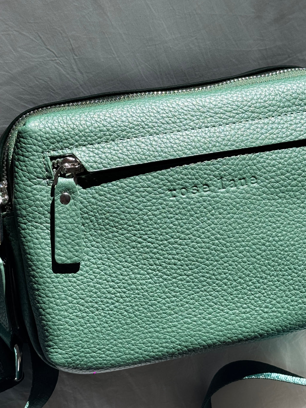 emerald leather cross body bag