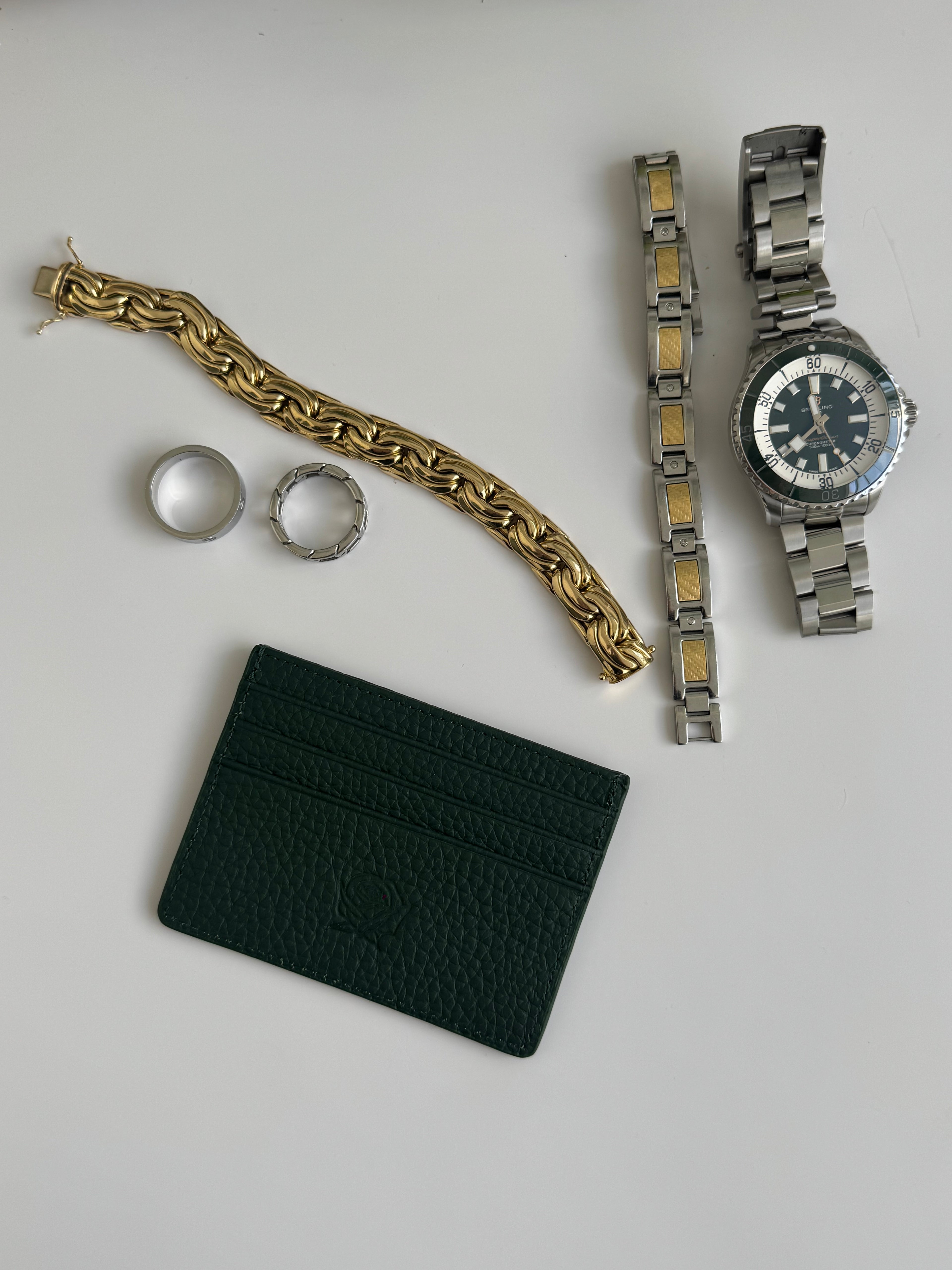 emerald leather card holder