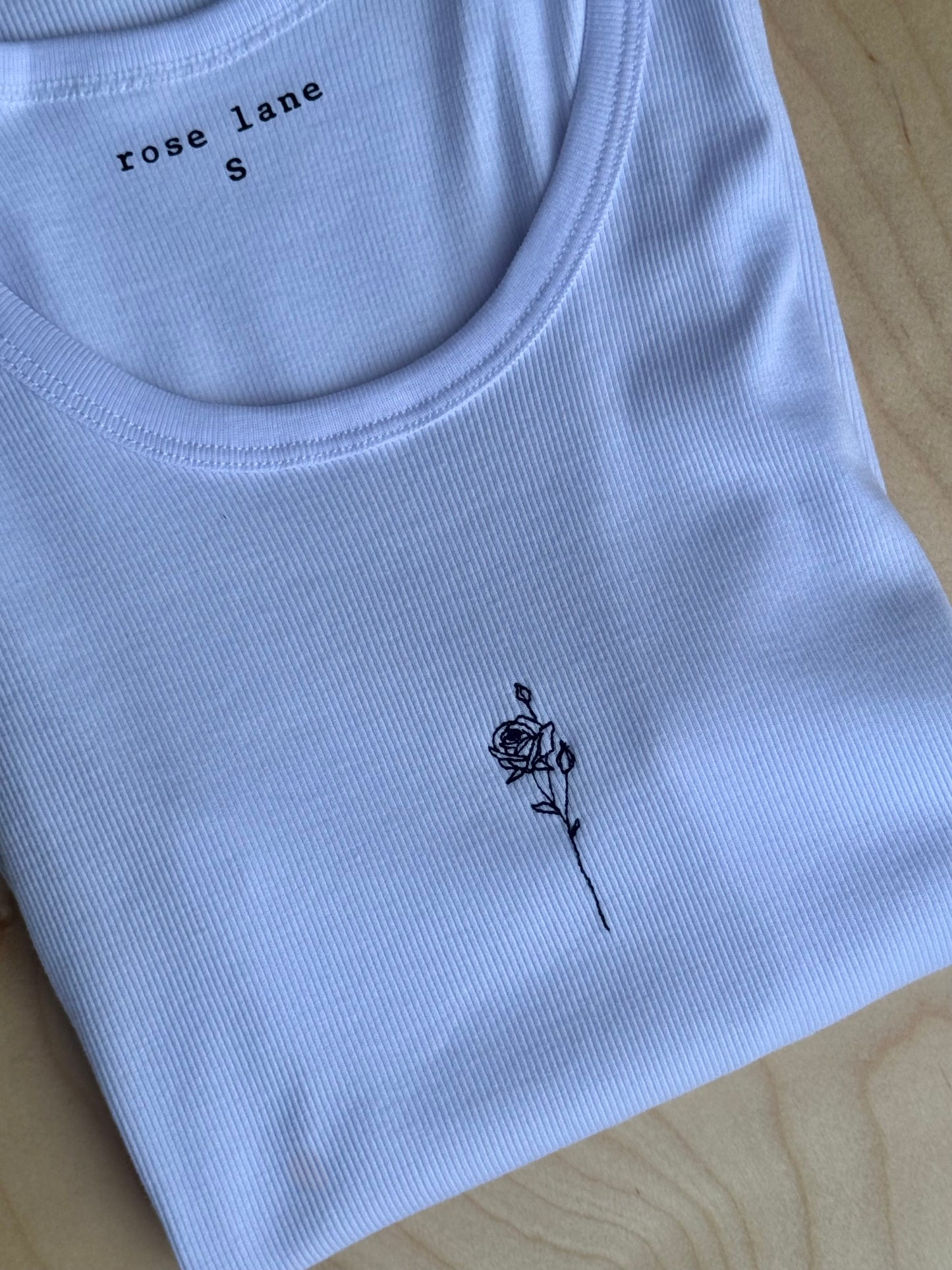 rose embroidered logo tank