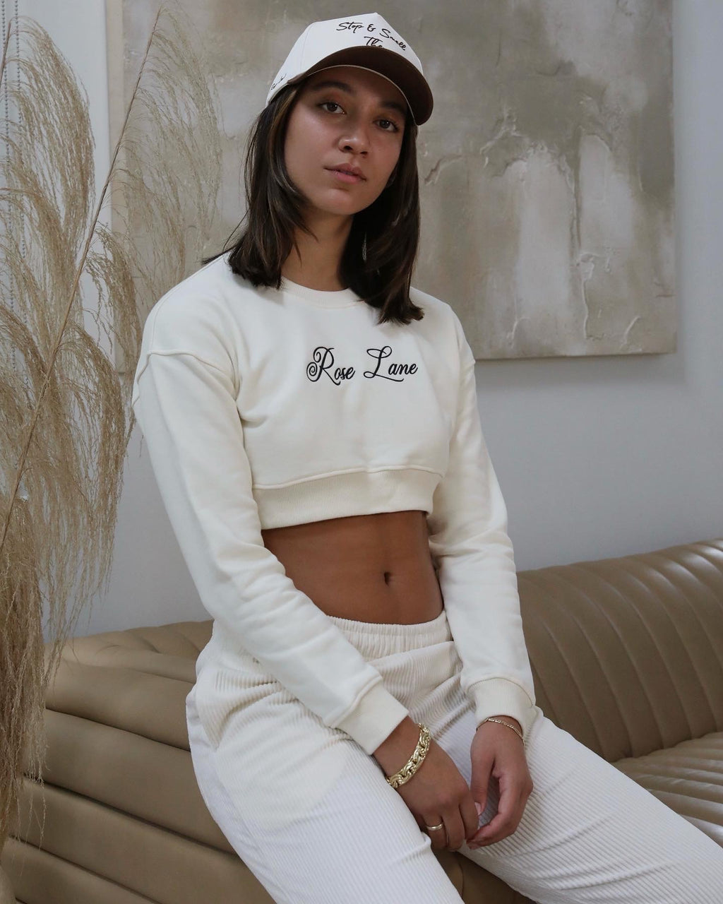Cropped sweater - Cream/Chocolate