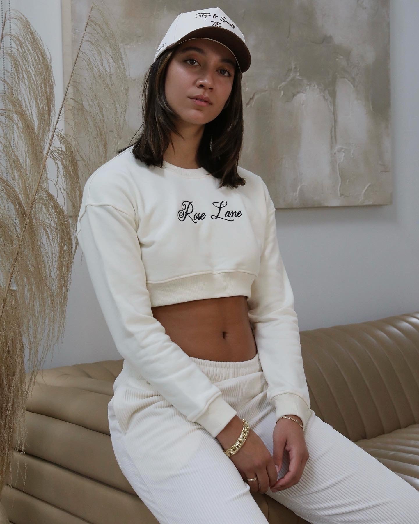 Cropped sweater - Cream/Chocolate