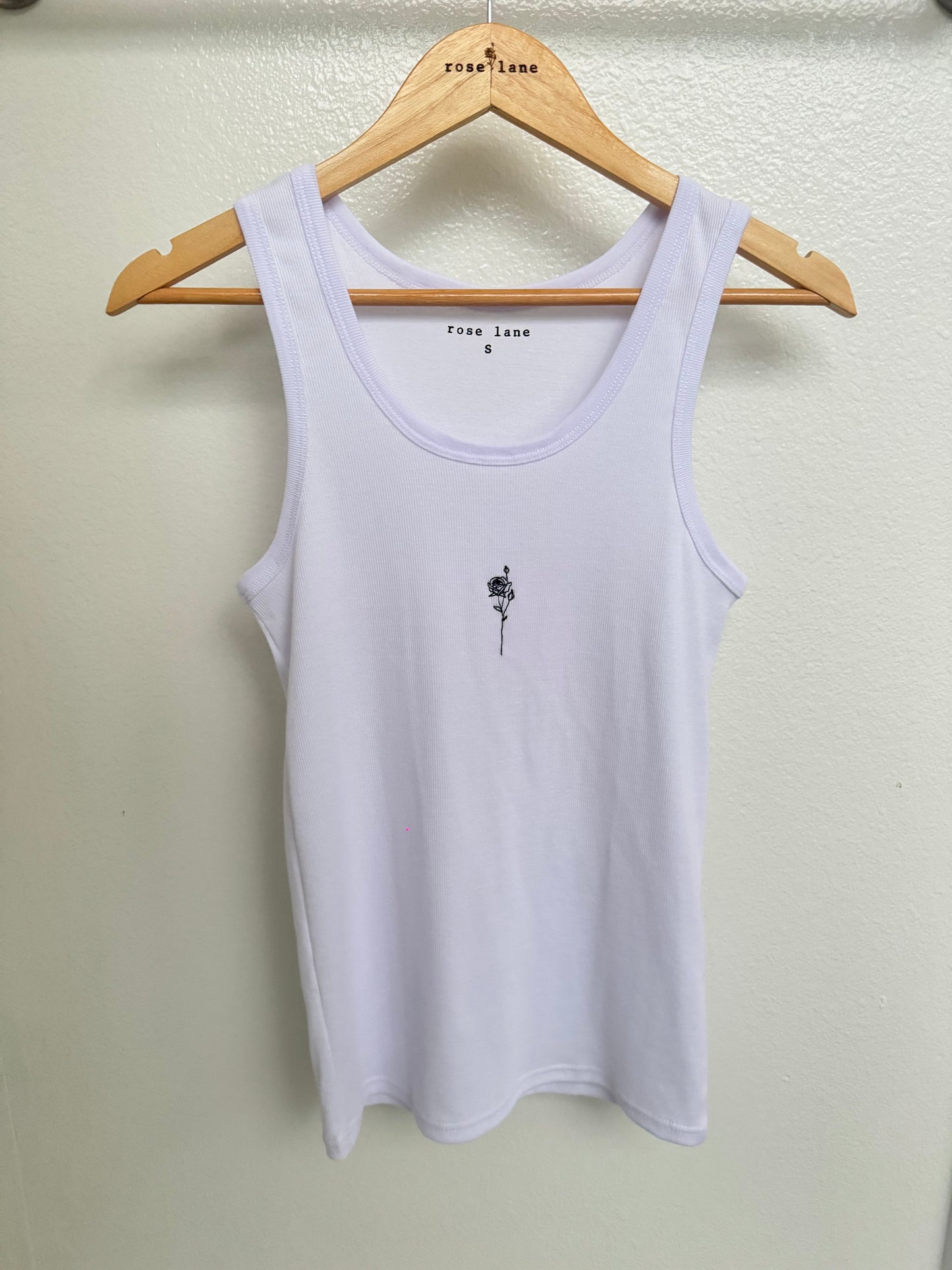 rose embroidered logo tank
