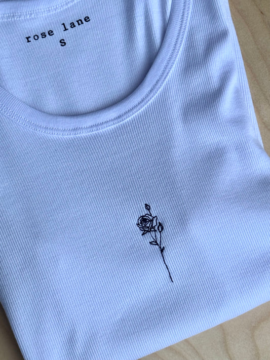 rose embroidered logo tank