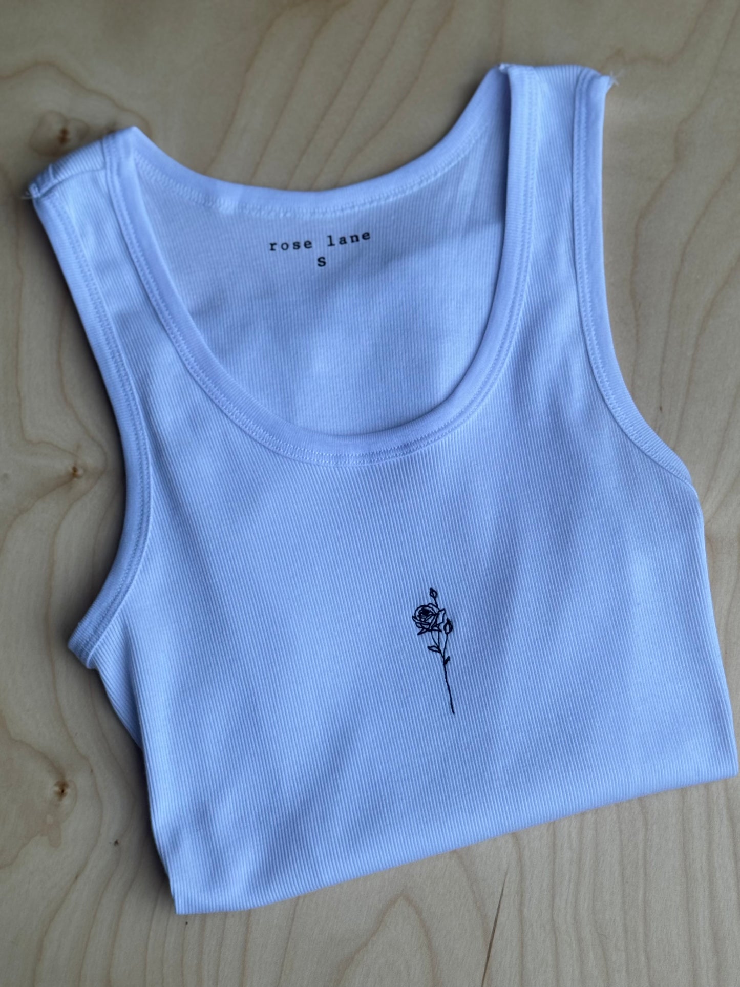 rose embroidered logo tank