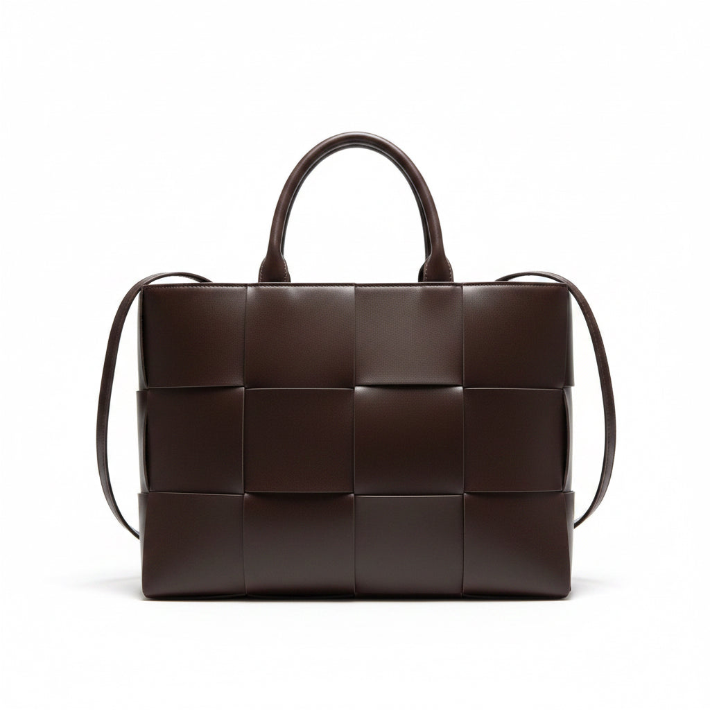 cafe racer woven genuine leather bag