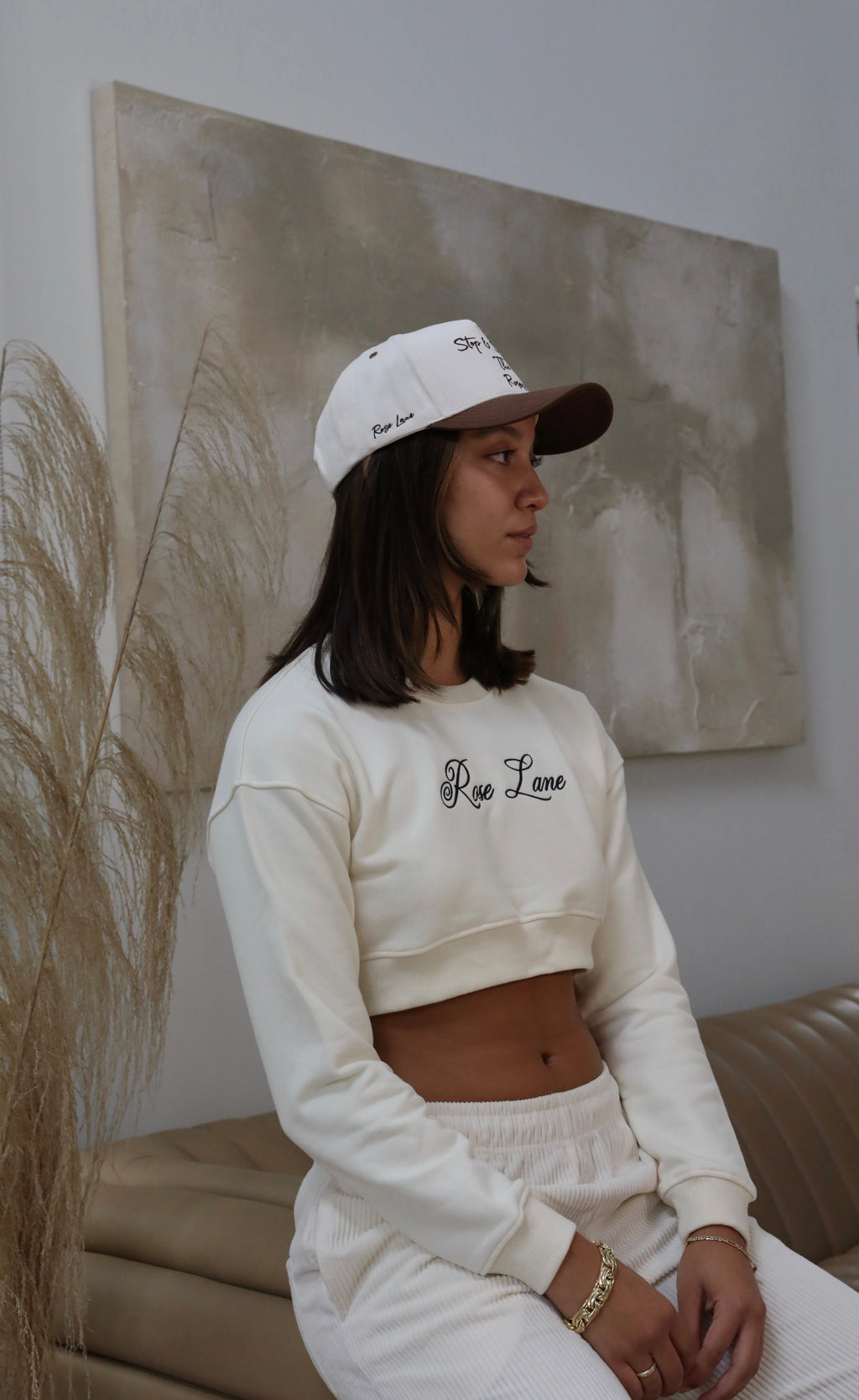 Cropped sweater - Cream/Chocolate