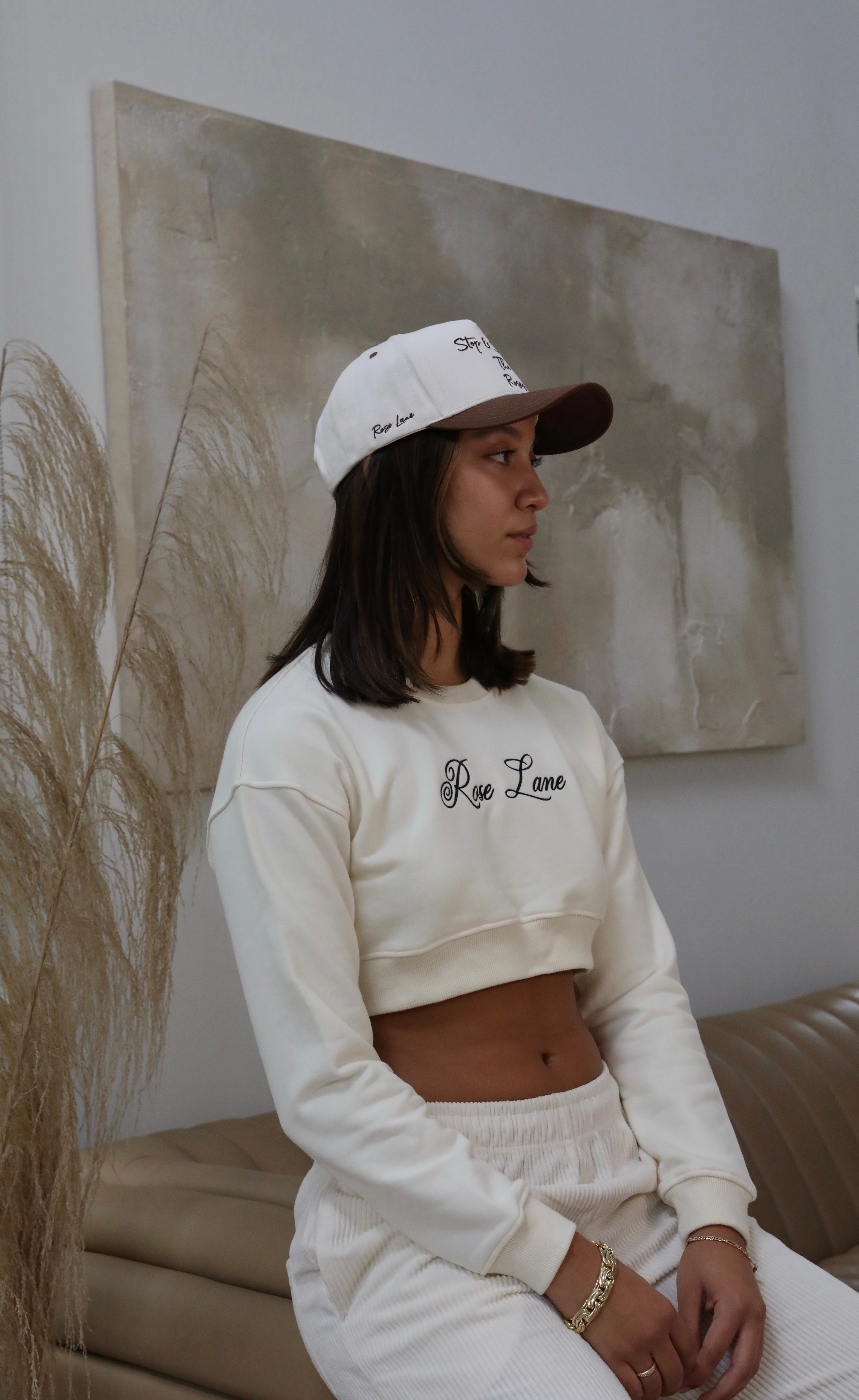 Cropped sweater - Cream/Chocolate