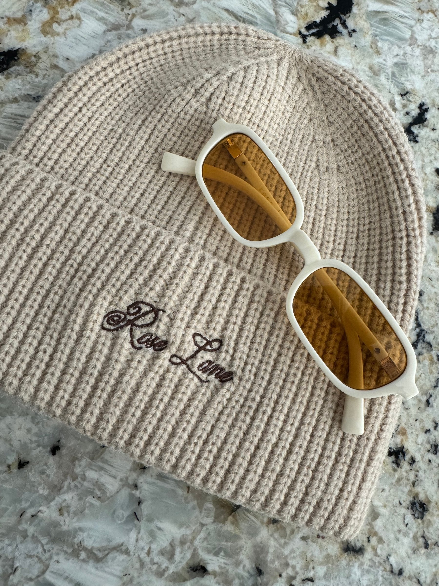 beige logo beanie