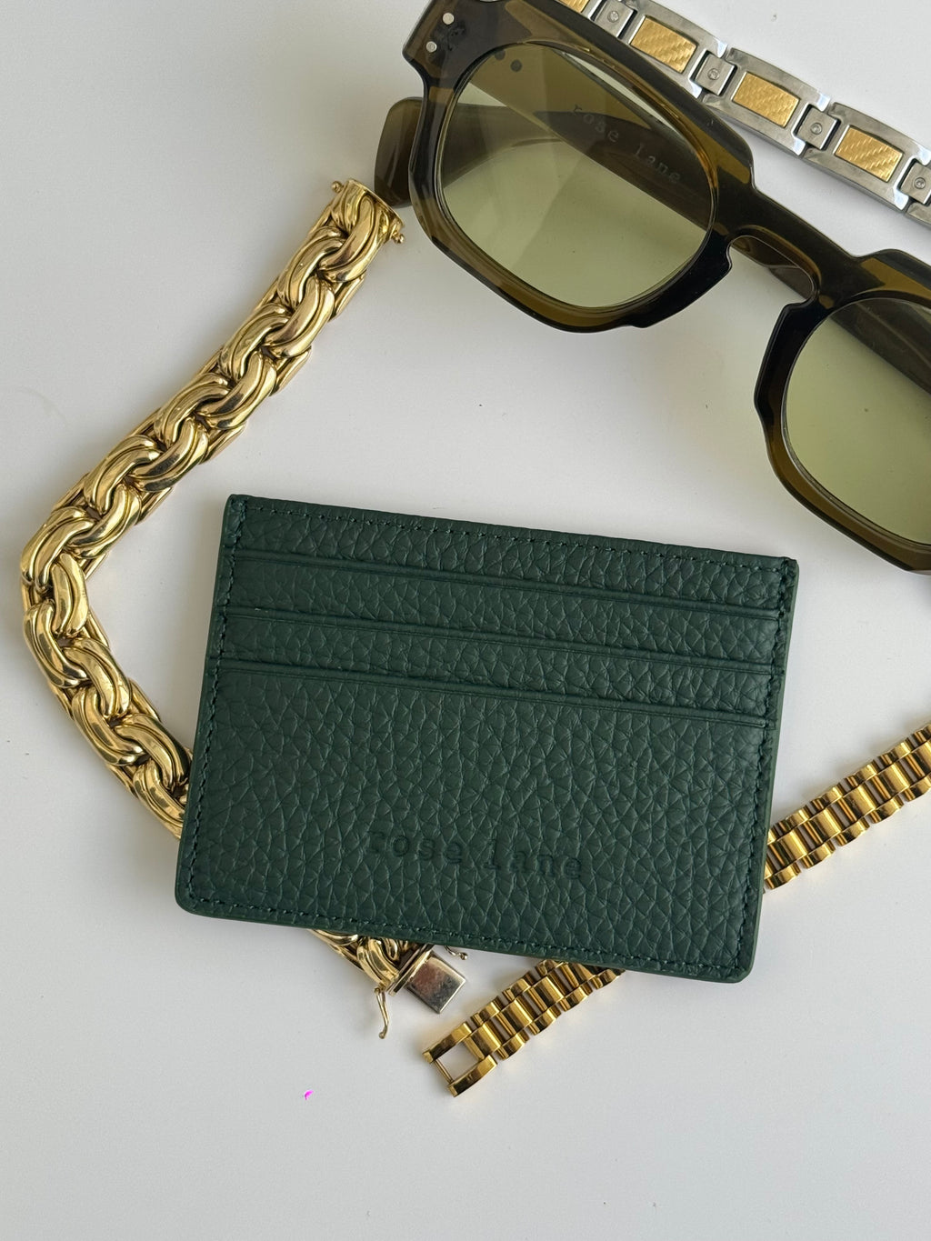 emerald leather card holder