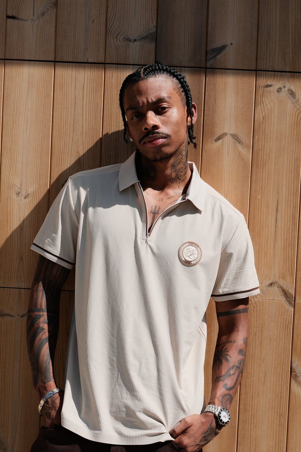prestige ribbed quarter zip - oatmeal
