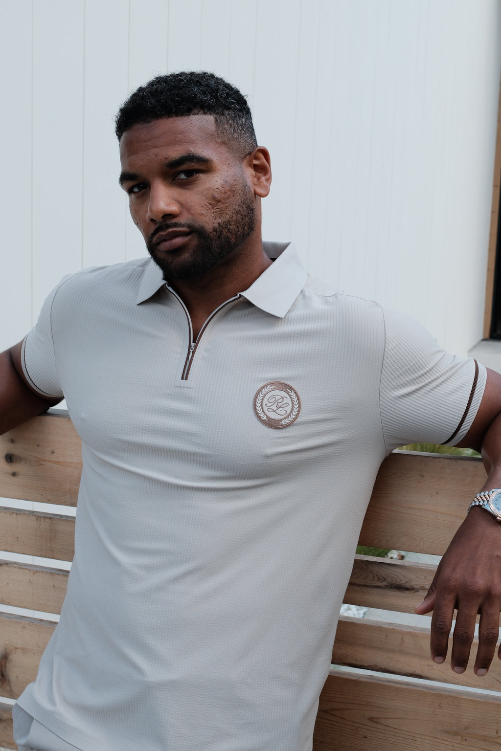 prestige ribbed quarter zip - oatmeal