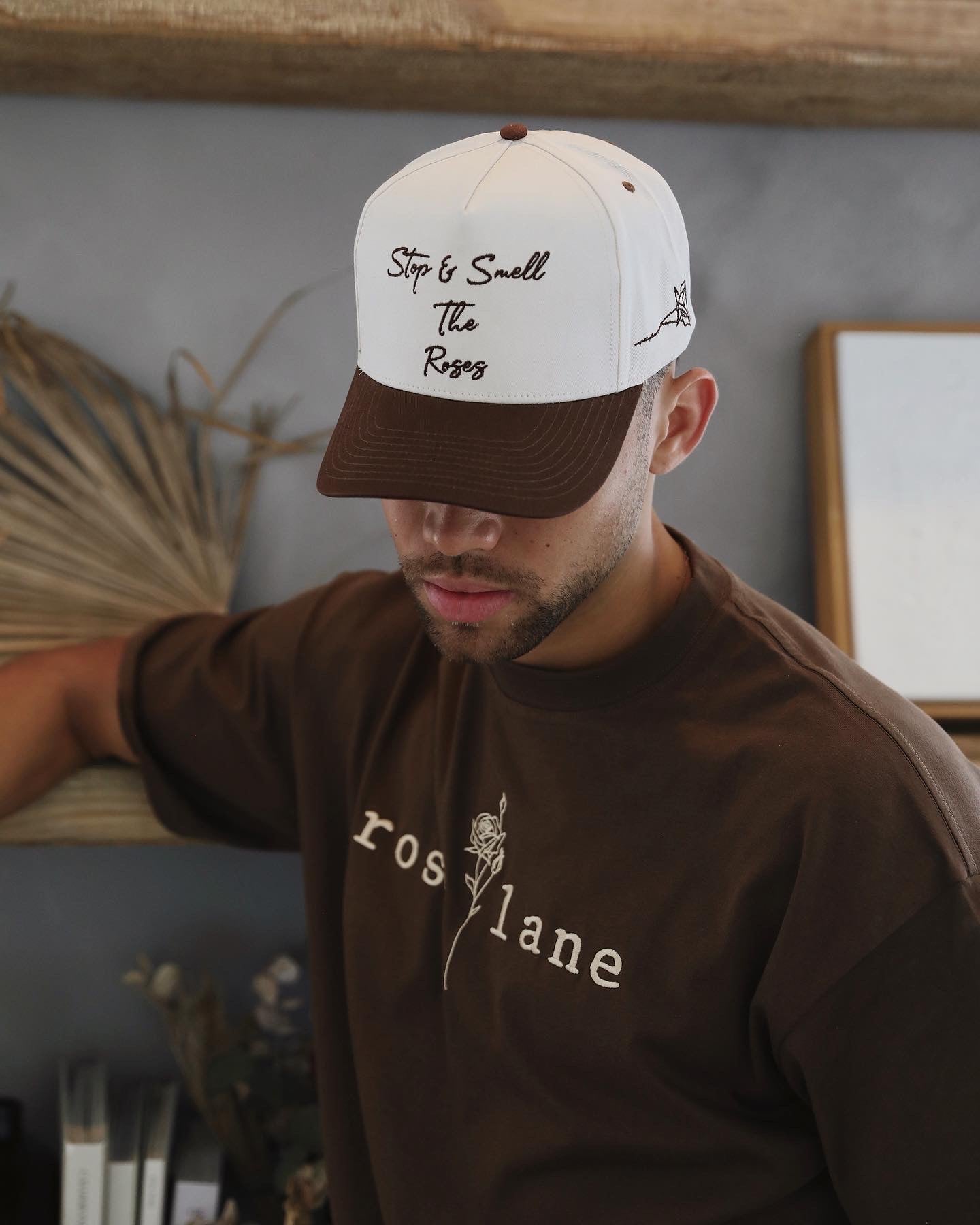 Stop & Smell The Roses Structured Hat Brown/Cream of