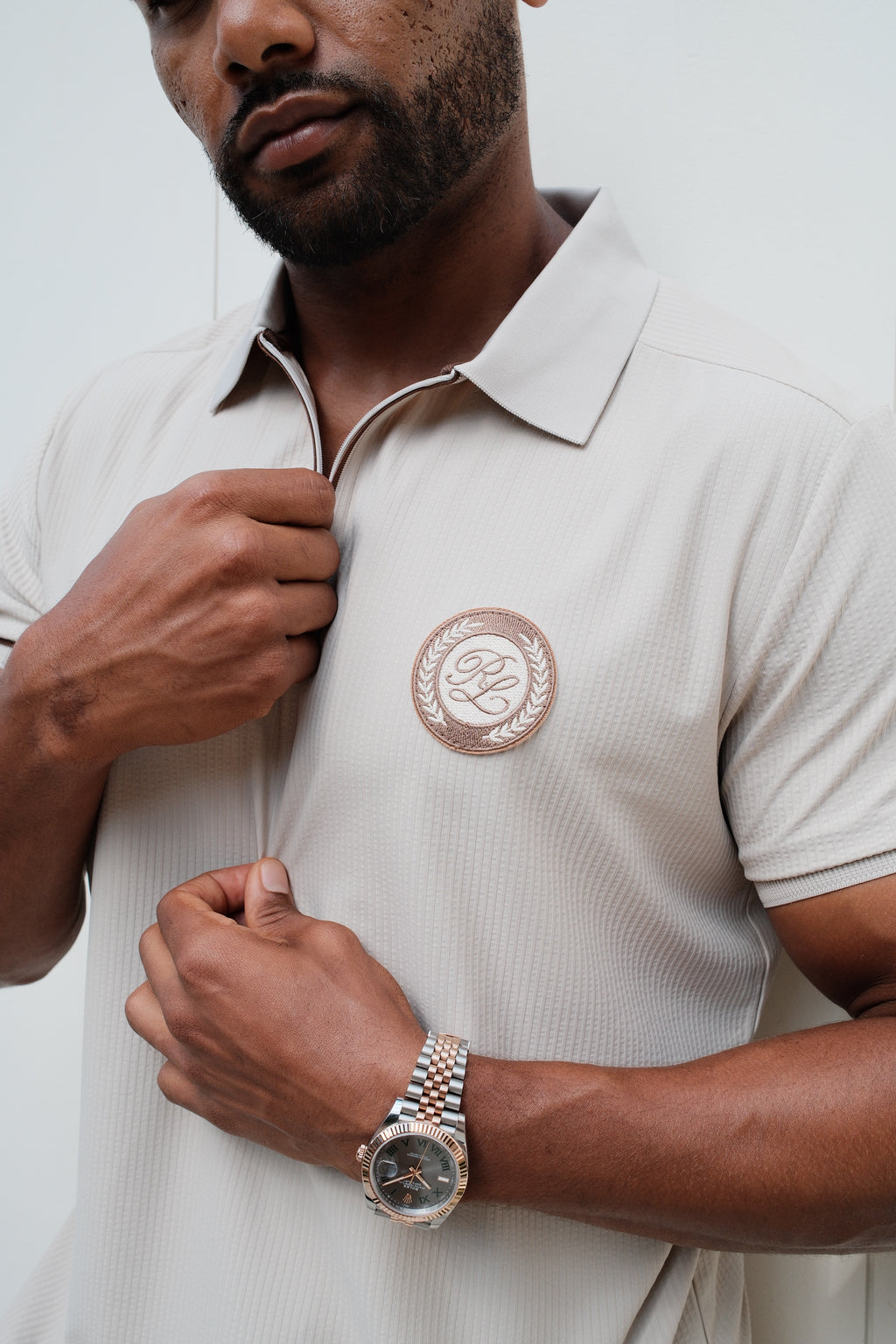 prestige ribbed quarter zip - oatmeal