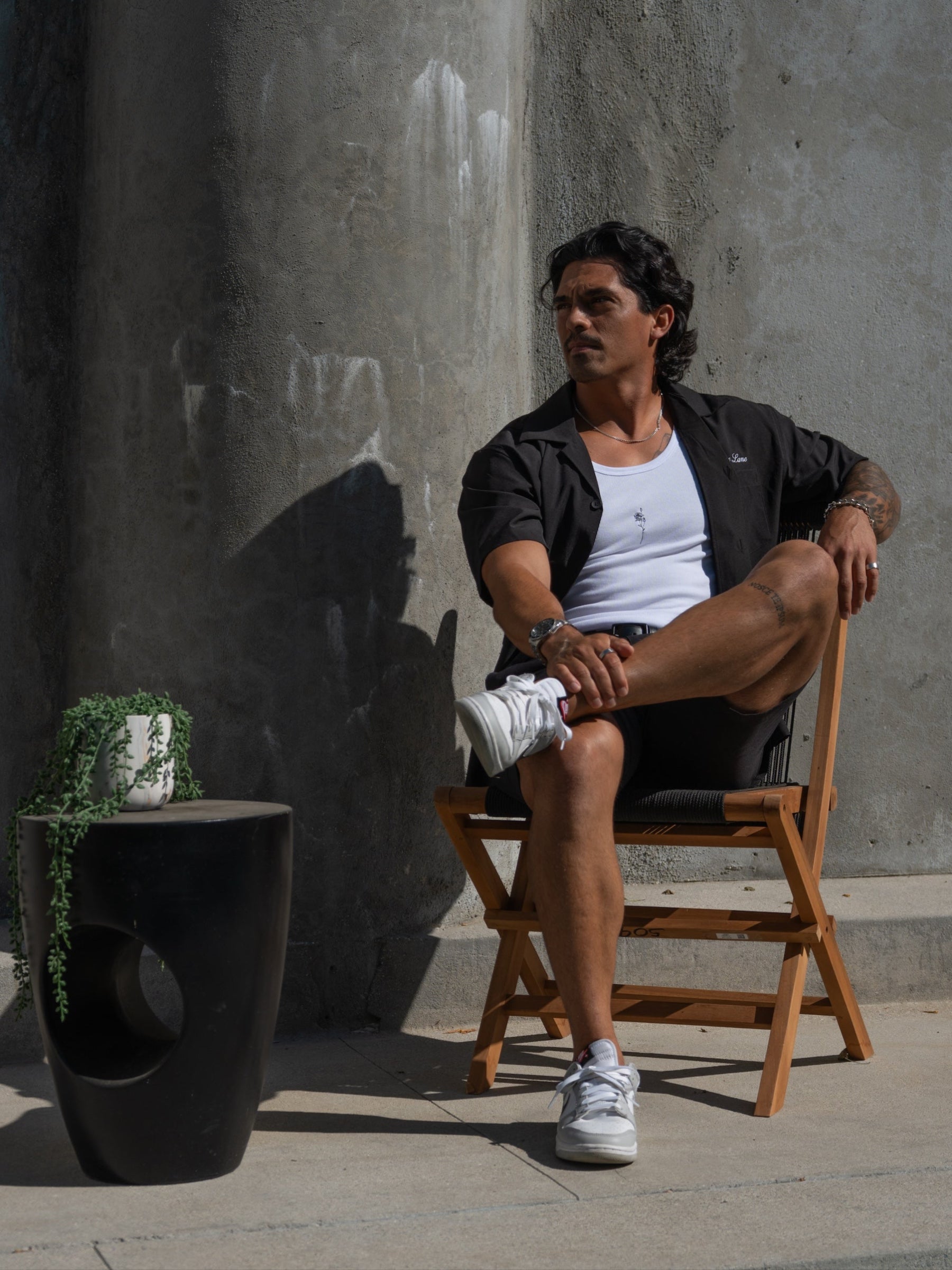 cubano black button down