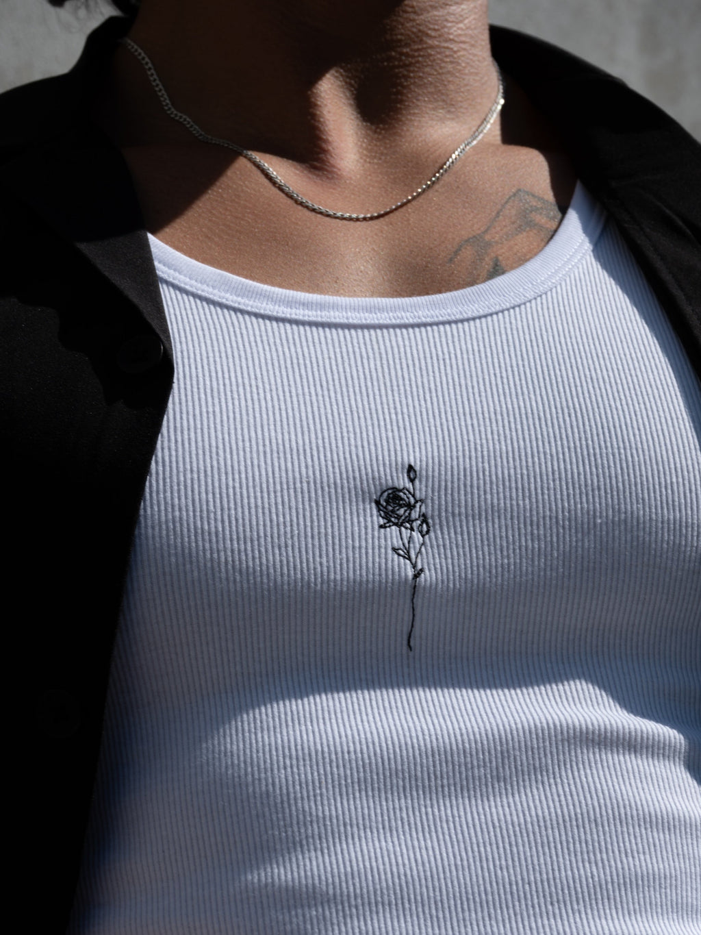 rose embroidered logo tank