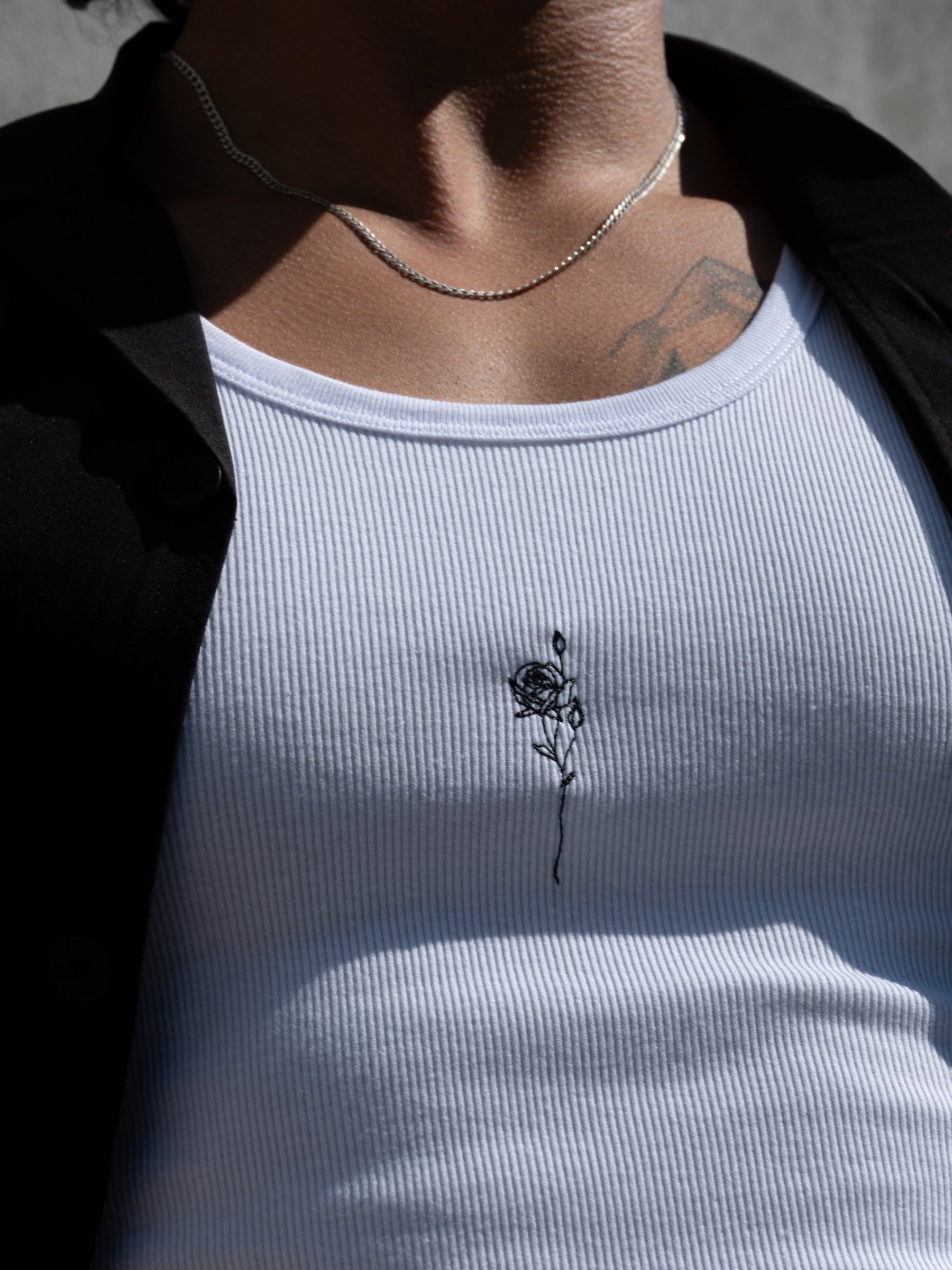 rose embroidered logo tank
