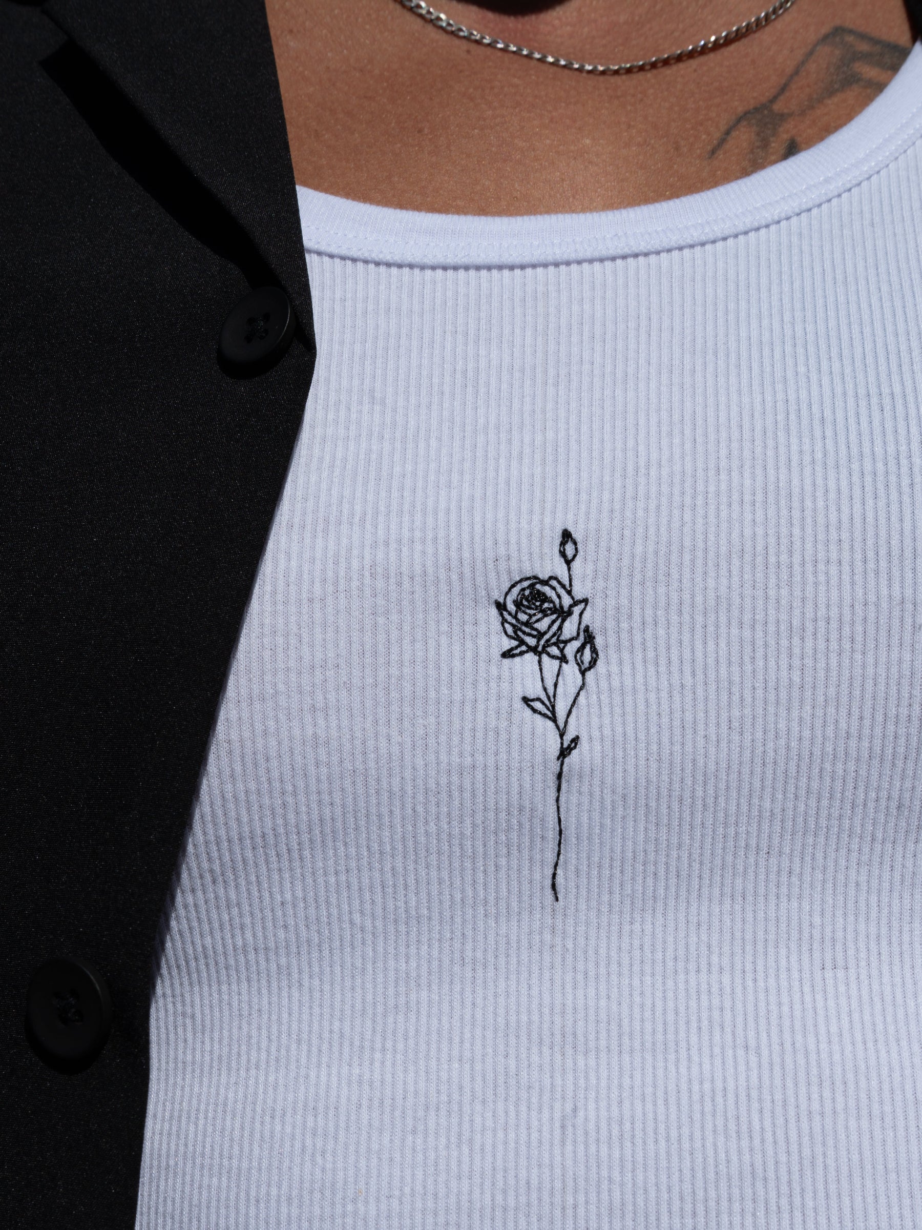 rose embroidered logo tank