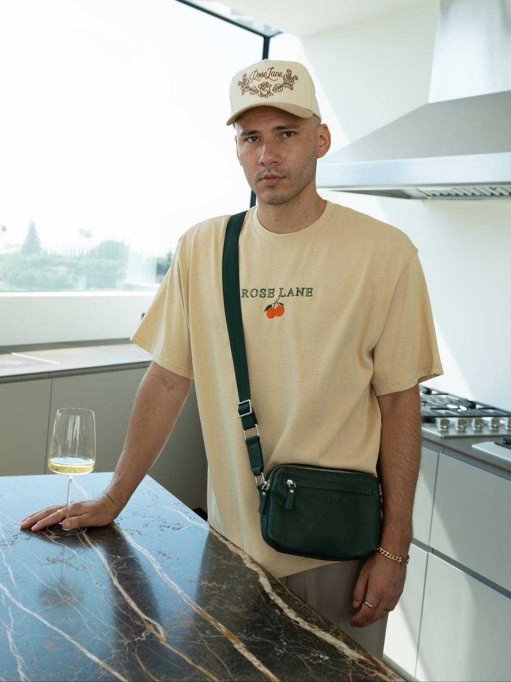 emerald leather cross body bag