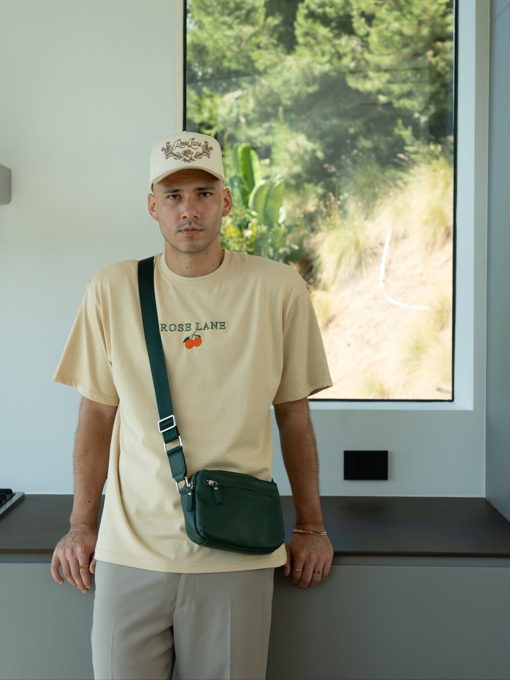 emerald leather cross body bag