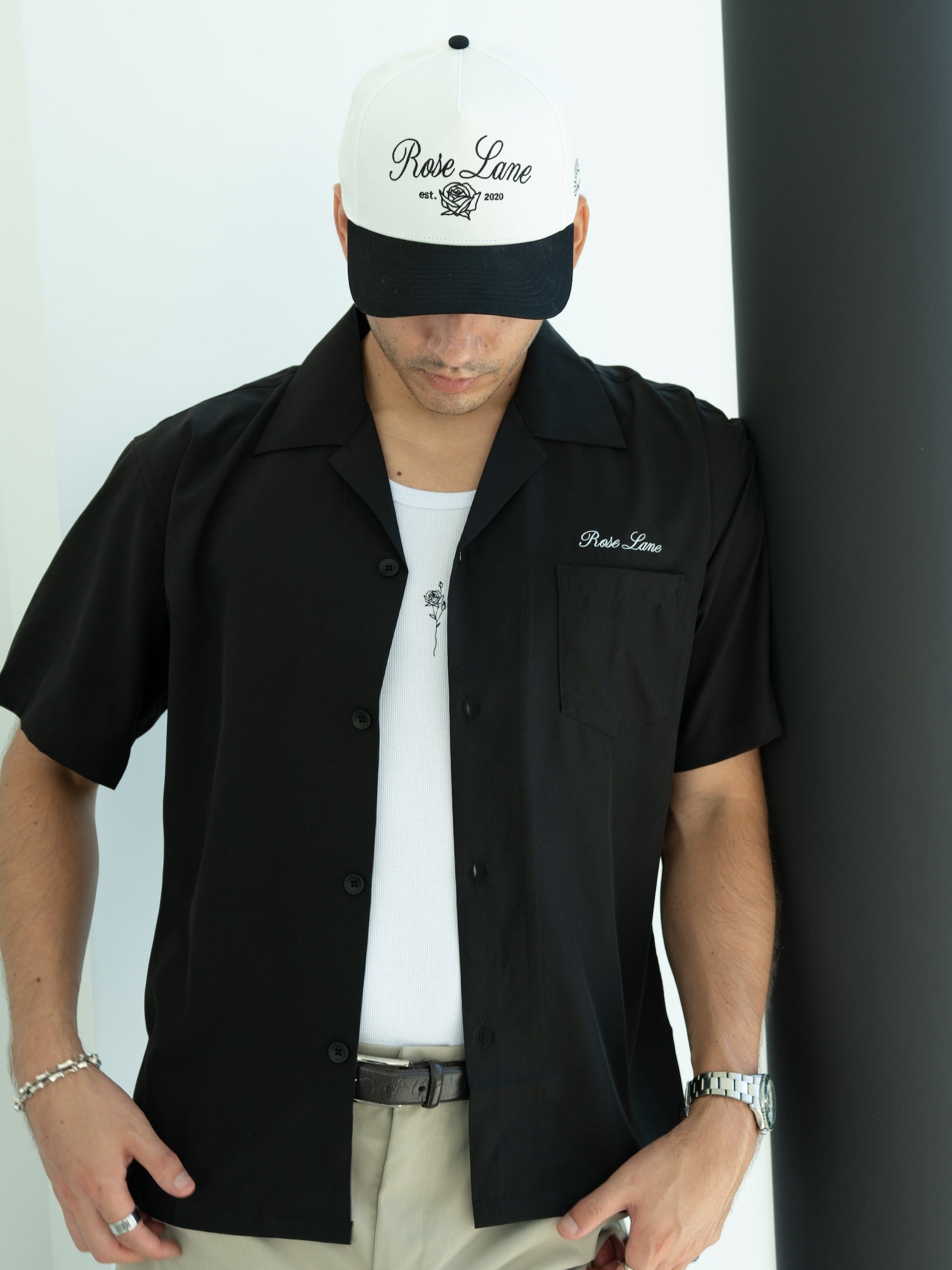 cubano black button down