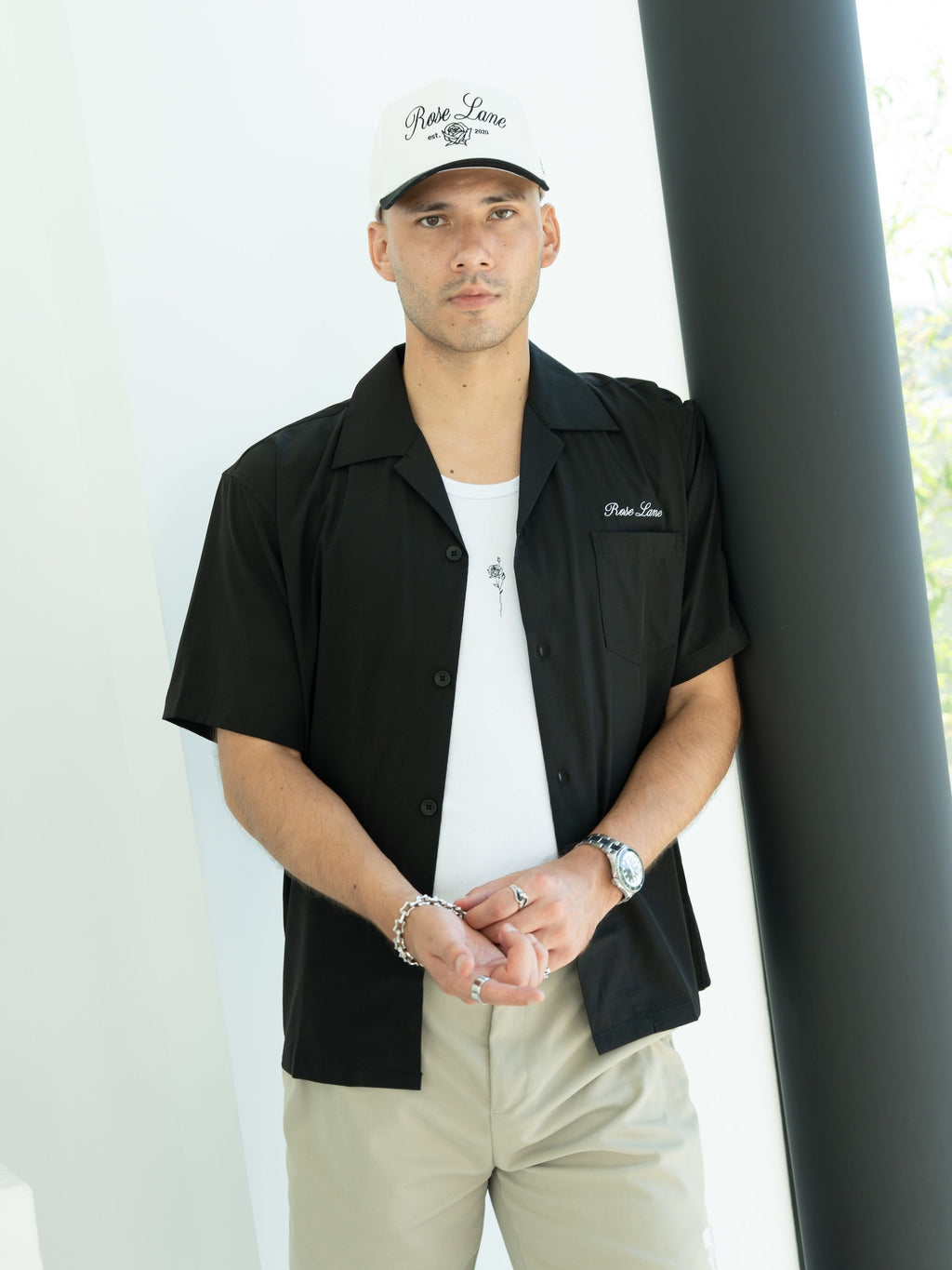 cubano black button down