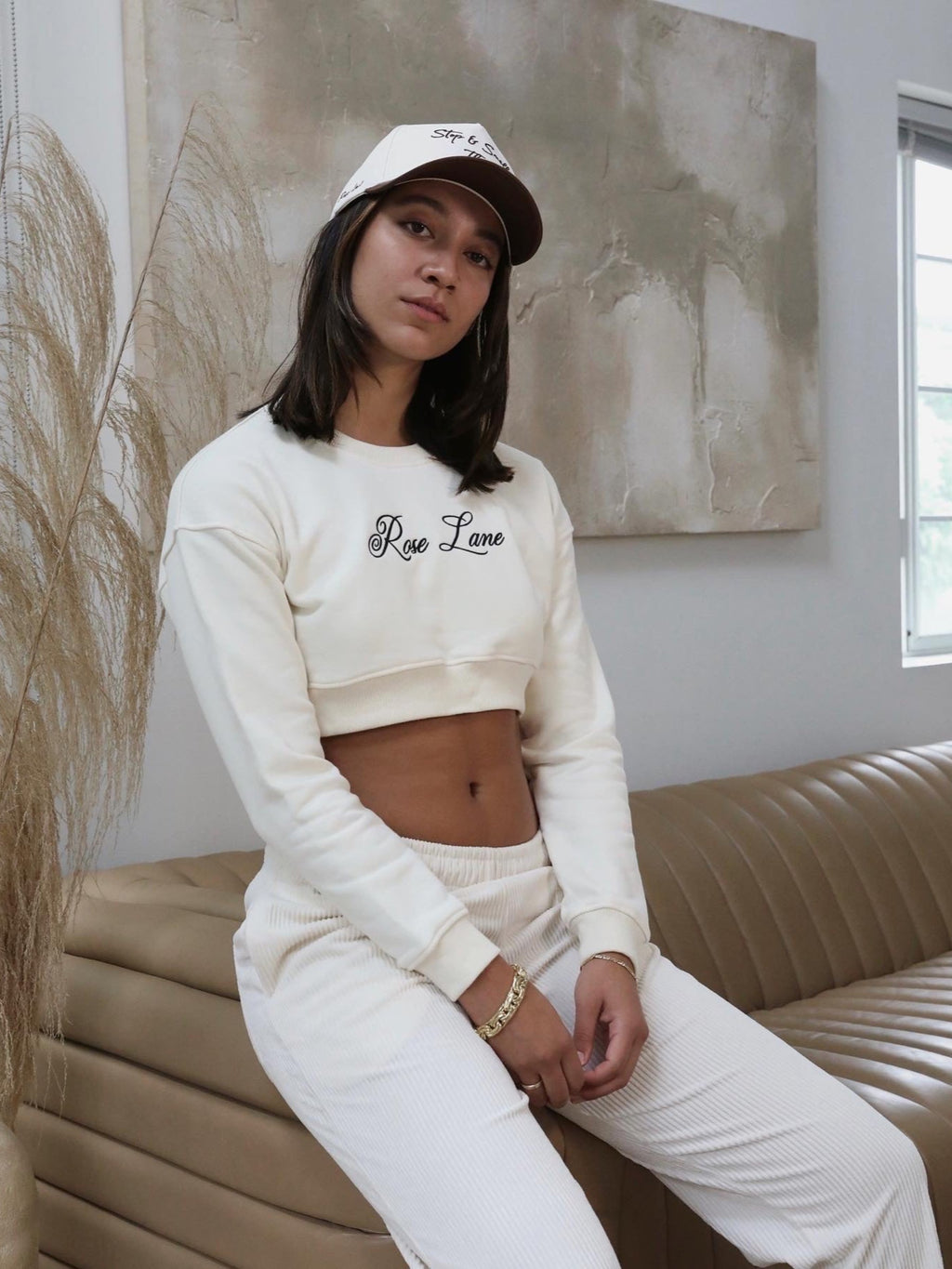 Cropped sweater - Cream/Chocolate