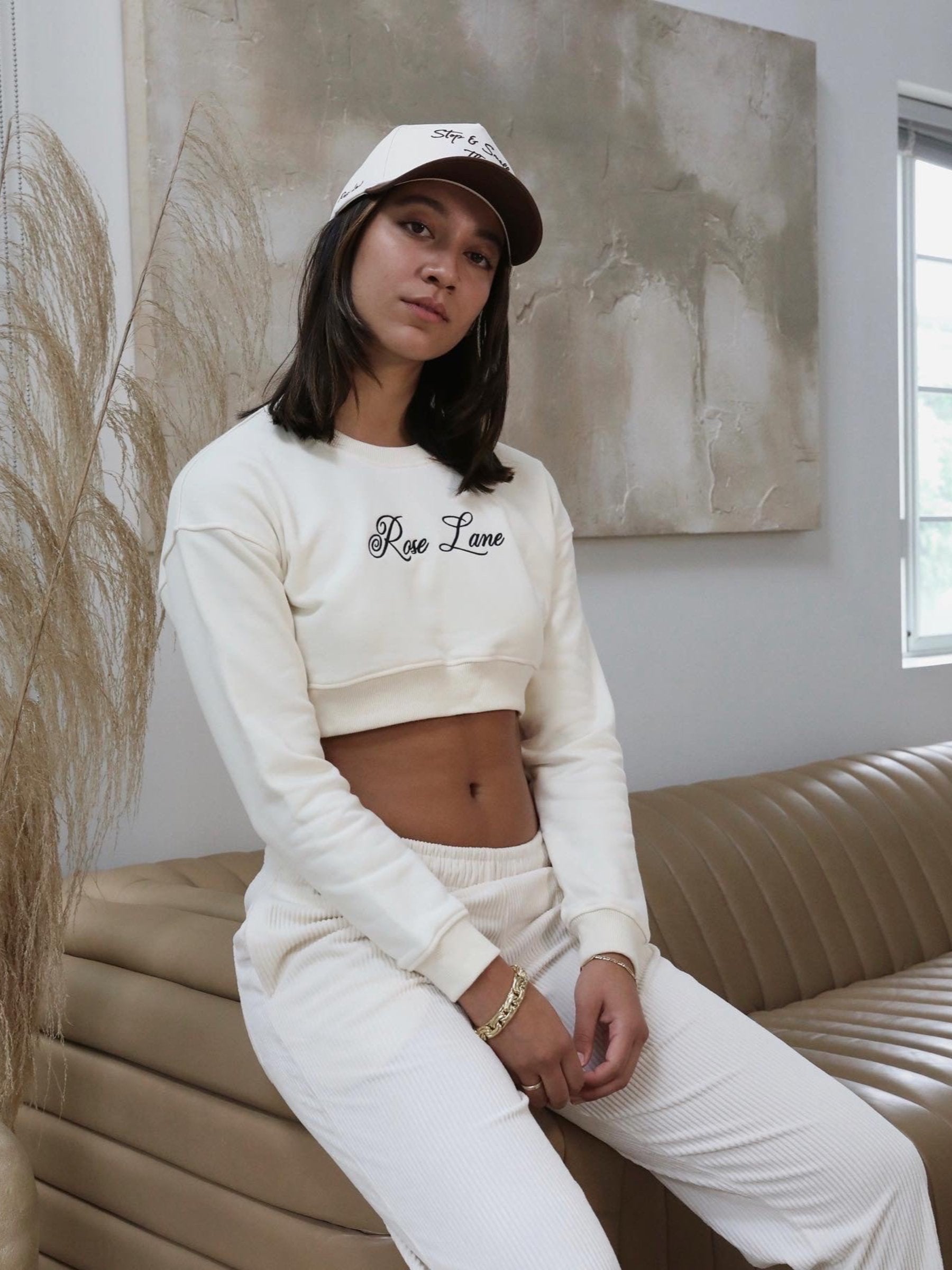 Cropped sweater - Cream/Chocolate