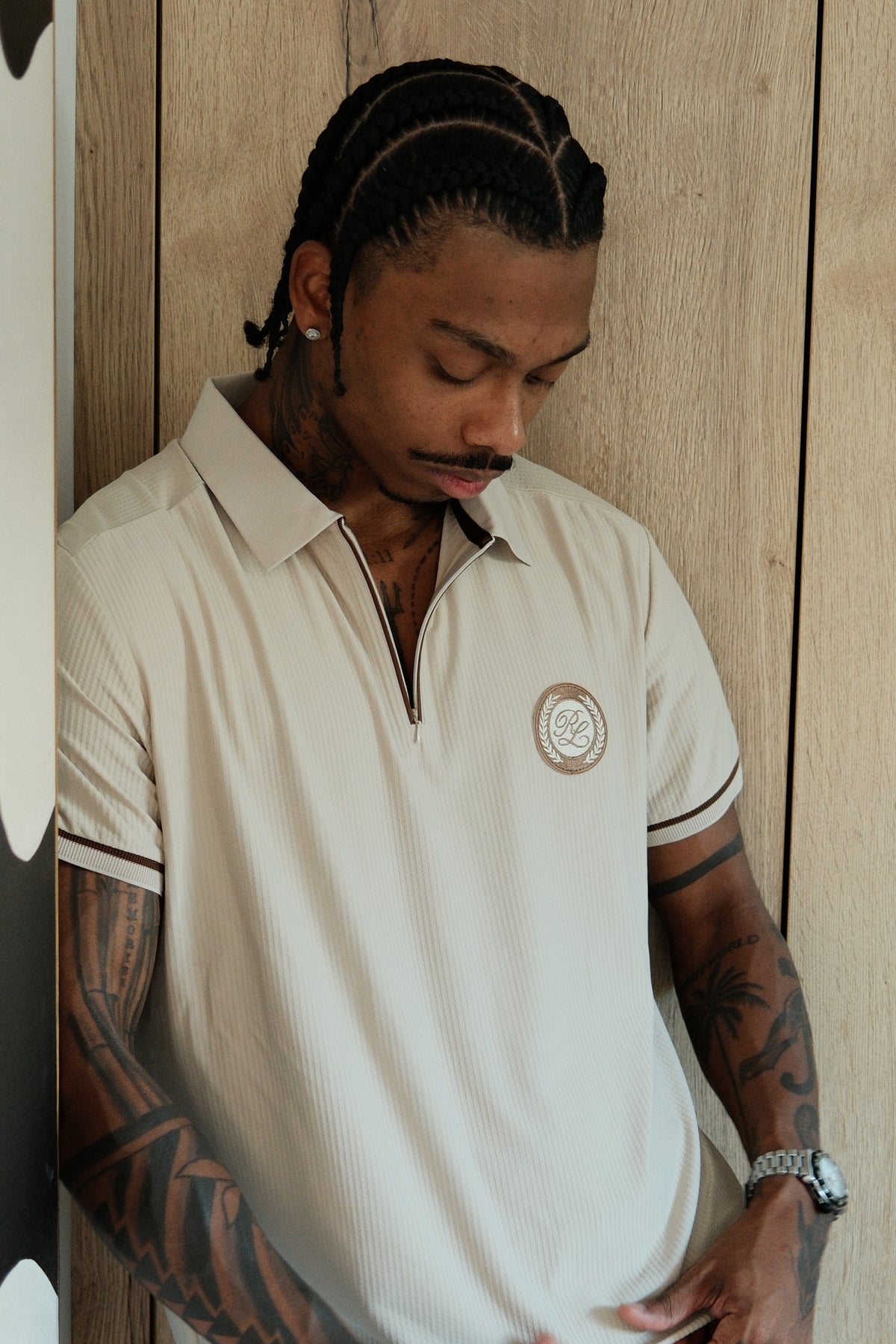 prestige ribbed quarter zip - oatmeal