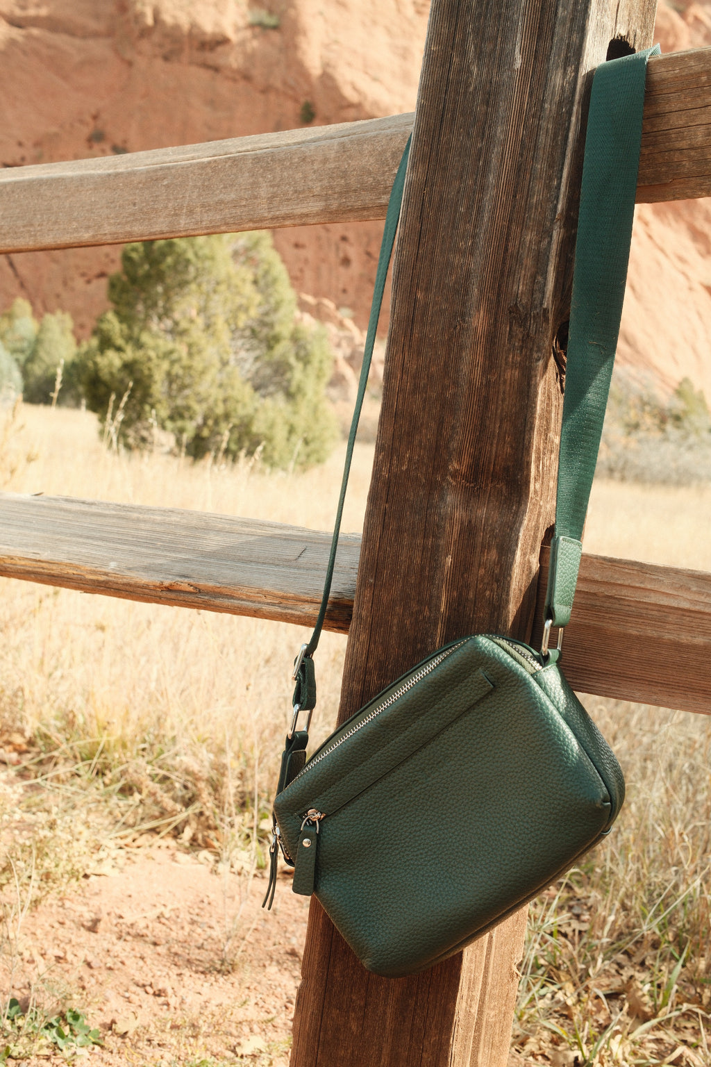emerald leather cross body bag