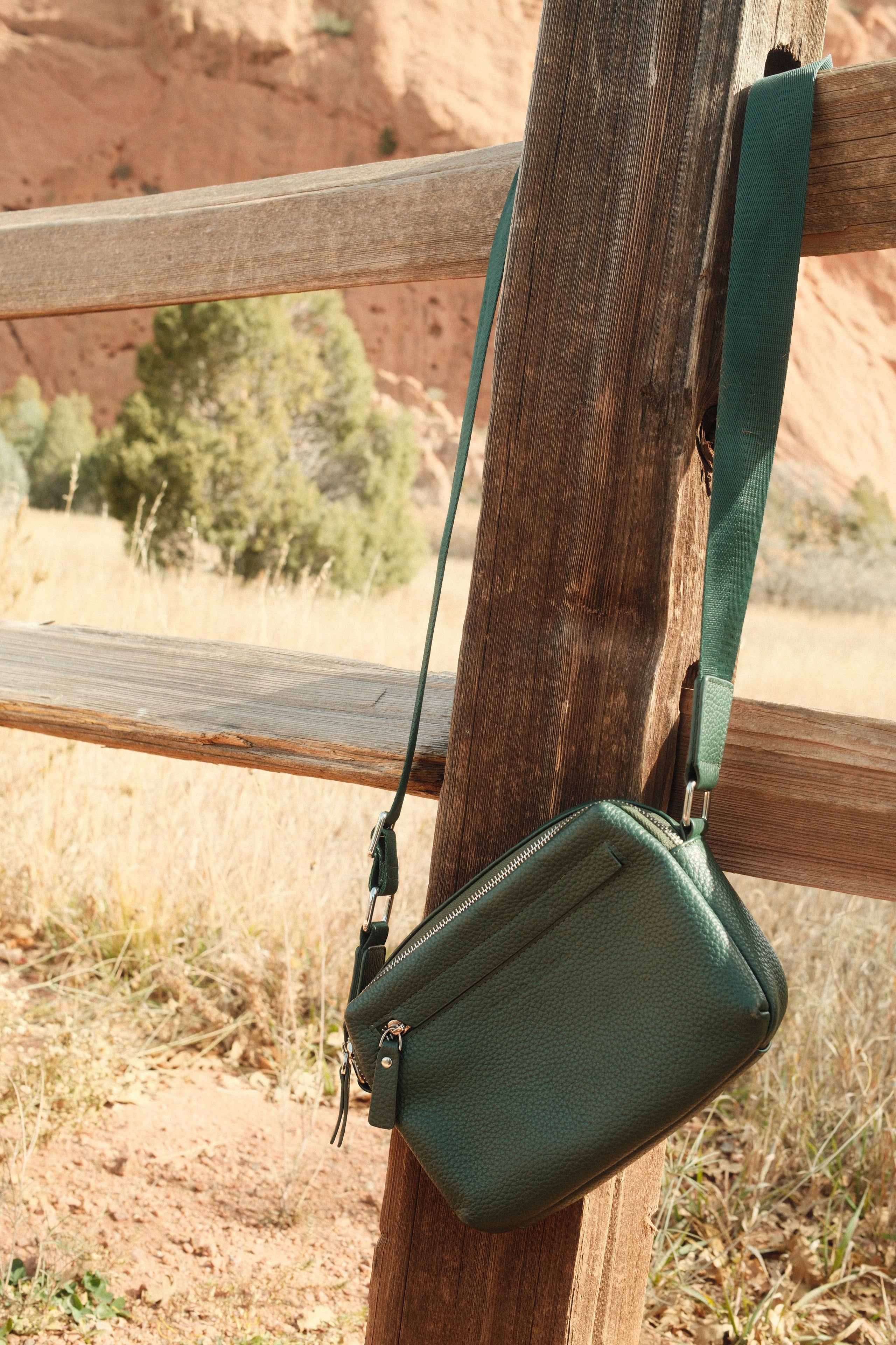 emerald leather cross body bag