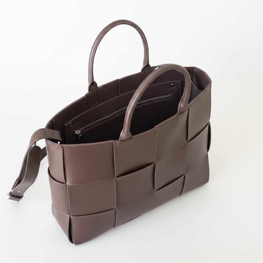 cafe racer woven genuine leather bag