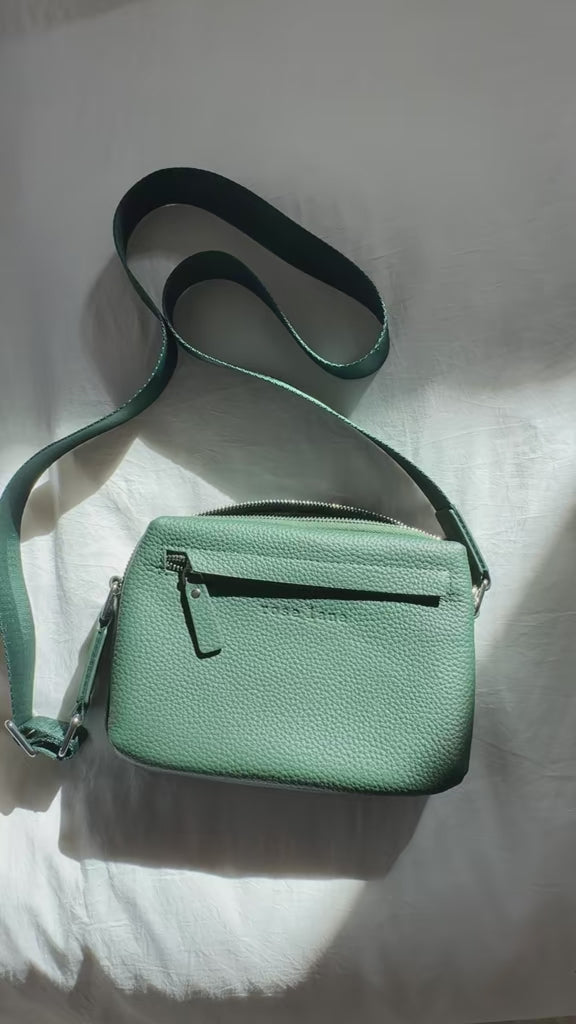 emerald leather cross body bag